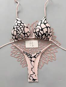 Bộ bikini 2 mảnh kiểu dáng thanh lịch, gợi cảm, phong cách bohemian, họa tiết hoa, thắt nút, dệt kim, thích hợp cho kỳ nghỉ biển mùa xuân/hè. - Nhiều màu - Xem 3