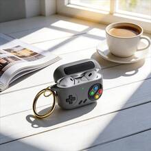 Pro 3 耳机保护套 | 复古游戏机硅胶套，防刮防震，灰色，卡通风格设计，套装包含清洁刷和登山扣 - 灰色的 - 查看 2