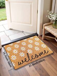 1pc White Daisy Welcome Pattern Doormat, Farmhouse Style Indoor Outdoor Non-Slip Mat, Machine Washable Polyester Fiber Rug For Kitchen, Dining Room, Hallway, Bathroom, Bedroom, Outdoor, Entryway, Home Decor, Suitable For All Seasons - 1PC - View 9