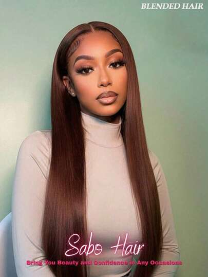 Pelucas de encaje frontal con una densidad del 200% o talla grande, de 32 pulgadas, 13X4 13X6 HD con cabello liso, pelucas de encaje HD natural suizo previamente decolorado con encaje transparente, color marrón chocolate natural mezclado con cabello humano, con cabello bebé, fibra resistente a altas temperaturas para mujeres