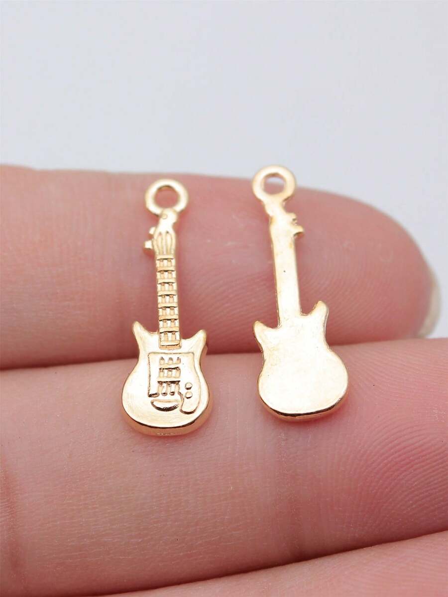20pcs Guitar Shaped Cute Pendant Suitable For Jewelry Making - KC Gold Color - View 1