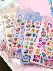 3D Cute Japanese Food & Dog Themed Crystal Stickers, Shiny Jelly Resin Decals For Phone Case Notebook DIY, Gifts For Stationery Lovers.Home And Room Decoration, Party Decoration, Birthday Gifts, Various Festival Gifts Selection, Fashionable. - Multicolor - View 2