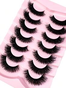 7 Pairs Natural Fluffy & Delicate False Eyelashes, Suitable For Daily Wear, Cartoon Style, Travel Essential, Strip Eyelashes - Black - View 3