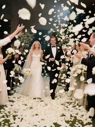 1100pcs Cream White Rose Petals With Elegant Glitter Decor, Suitable For Weddings, Proposals, Bridal Showers, Valentine's Day, Anniversaries, Romantic Birthday Celebrations, Scattering In Bedroom And Wedding Decorations