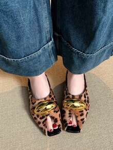 2026夏季新款尖头蝴蝶结绒面革高跟穆勒凉鞋，黑色，时尚百搭 - 棕色 - 查看 3