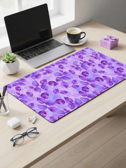 Large Size Mouse Pad, Waterproof Non-Slip Smooth Cloth Surface, Purple Leaf Pattern, Suitable As Keyboard Pad, Desk Mat Or Book Stand For Gamers, Office And Dorm, Compatible With Mouse And Trackball, Gift For Gamers