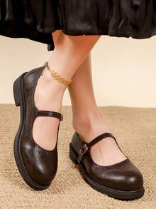 女士棕黑色口袋包覆圆头乐福鞋 - 棕色 - 查看 4