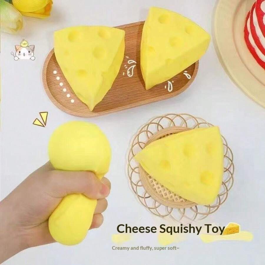 1 món đồ chơi bóp mềm hình pho mát sữa, quà tặng tiệc tùng, bóng giảm căng thẳng