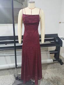 Nuevo vestido de tirantes sexy de color borgoña con estilo versátil y de chica picante - Burdeos - Ver 4