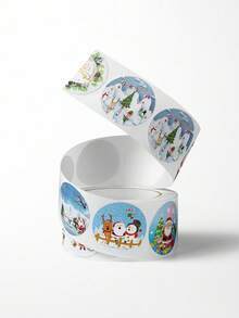 1 Roll Cartoon Christmas Theme Gift Labels Stickers, Reward Stickers, Self-Adhesive Labels - Multicolor - View 4