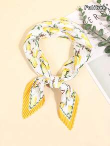 1 chiếc khăn bandana nữ mùa xuân mới, khăn quàng cổ in họa tiết nhăn, băng đô đa năng, thích hợp sử dụng hàng ngày. - Màu vàng - Xem 5