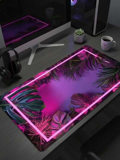 Large Size Mouse Pad, Waterproof Non-Slip Smooth Fabric Surface, Cyberpunk Neon Green Plant Frame Illustration Pattern, Also Suitable As Keyboard Mat, Desk Mat Or Book Stand, Suitable For Gamers, Office And Dorm Use, Compatible With Mouse And Trackball, Gift For Gamers