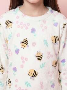 Premium Plush Children's Pajamas With Yellow Bee Design - 查看 5