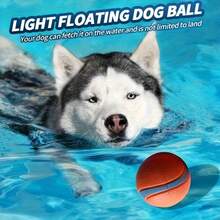 1pc Elastic Dog Ball - Cleans Teeth, Waterproof, Suitable For Training & Play, Bright Orange & Blue - For Medium Dogs - Orange - View 3