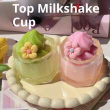 1pc 2026 New Milk Tea Cup Tactile Collection Series - Snow-Top Milkshake Realistic Food-Play Squishy, Creative Desk Toy, High-Aesthetic Relaxation Tool, Perfect Gift For Birthday, Easter - Multicolor - View 3