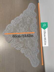 125厘米*60厘米/1件 复古优雅浪漫花卉三角面纱，新娘头饰，披肩，围巾，裙摆装饰，蕾丝花边工艺家居纺织品装饰 - 灰色 - 查看 2