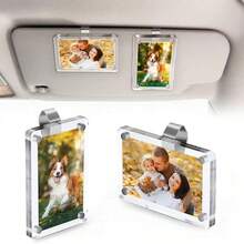 2pcs Pieces Of Car Photo Holders, Magnetic Acrylic Sun Visor Photo Clips And Photo Frames, Romantic Valentine's Day Gifts For Him, Her, Boyfriend, Girlfriend, Personalized Car Decoration Accessories - Acrylic Picture Frame - View 4