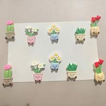 5个/7个/10个装绿色植物磁贴 - 适用于厨房、办公室等场所的活力装饰，可贴于白板、橱柜、储物柜等处，可爱趣味磁贴，适用于教室、家庭、厨房、办公室，椭圆形ABS亚克力厨房装饰，个性化冰箱贴，适用于家庭、办公室、白板、储物柜、洗碗机，圣诞节、万圣节、复活节、感恩节礼物 - 植物造型盆栽 - 查看 5