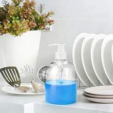 Set de 4 piezas, 3 botellas + 1 embudo. Botellas de plástico transparente de 500ml con bomba, contenedores rellenables de diseño plegable, adecuados para la cocina y el baño, dispensador de jabón de manos (tipo de bomba blanca) - Multicolor - Ver 6