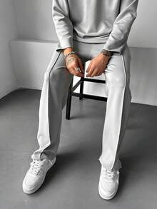 Men's Casual Old Money Men Sports Pants - Light Grey - View 1