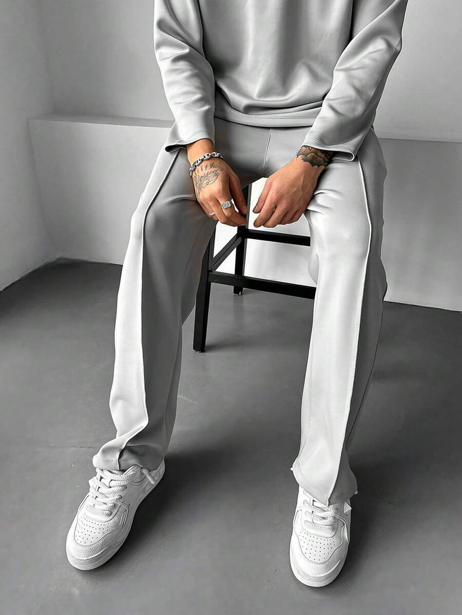 Men's Casual Old Money Men Sports Pants - Light Grey - View 1