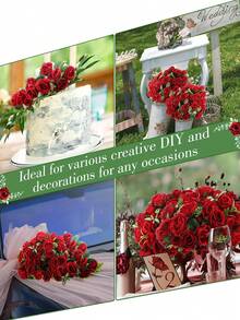 1 Bouquet 11-Head Artificial Silk Rose Flowers, Lifelike Decoration For Vase, Home, Wedding, Party, 1 Piece - Multicolor - View 6