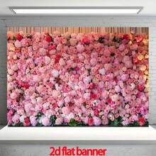 1pc Pink Floral Background Banner - With Green And Open Blooms, Ideal For Mother's Day, Wedding, Bridal Shower, Birthday And Special Occasions, Polyester Material, No Power Needed, Wedding Decor, Pink Floral Photo Backdrop, Pink Daffodil, Valentine's Day Background Photography, Peony Backdrop, Floral Background, Large Flower Wall Decor, Artificial Flower Wall Panel, Flower Board Opening, Flower Backdrop Cloth, Birthday Banner - 2 - View 4