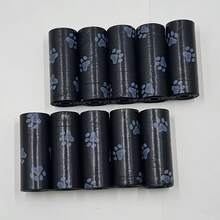 5 Rolls/75pcs, 10 Rolls/150pcs, 20 Rolls/300pcs Litter Cleaning Bags With Printed Black Paw Prints For Feces Disposal, Cleaning Bags - Multicolor - View 8