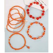 4件套女士串珠手链 - 橘色 - 查看 2