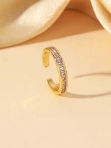 Verstellbarer kubische Zirkonia-Zehenring, luxuriöser rosa Zirkonia-Fußschmuck, geeignet als tägliches, Urlaubs- und Party-Accessoire für Frauen - Gold - Übersicht 8
