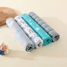 4pcs Baby Soft Swaddle Blankets, Newborn Cute Swaddle Wraps - Multicolor - View 9