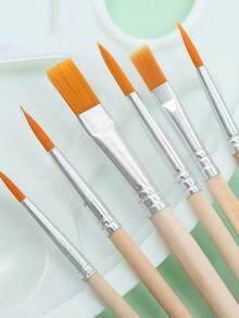 Mini Art Oil Painting Frame And Brush Set, 7-Piece Set, Including 1 Palette, 4 Brushes, 1 Easel, 1 Frame, Suitable For Art Students, Portable Palette And Brush Set - Sets - View 3
