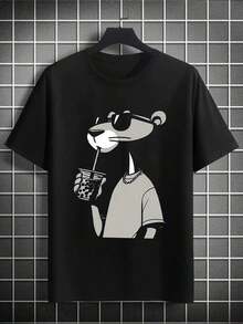 Camisa de hombre 100% con cuello redondo y manga cta Estilo casual con estampados modernos y cómodos Hombre y mujer, pareja, pareja, camisa de manga cta con estampado de moda_3Camiseta casual deportiva para hombres Camiseta ligera y cómoda para uso diario de verano running al aire libre entrenamiento de gimnasio y actividades de viaje - Negro - Ver 6