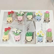 5个/7个/10个装绿色植物磁贴 - 适用于厨房、办公室等场所的活力装饰，可贴于白板、橱柜、储物柜等处，可爱趣味磁贴，适用于教室、家庭、厨房、办公室，椭圆形ABS亚克力厨房装饰，个性化冰箱贴，适用于家庭、办公室、白板、储物柜、洗碗机，圣诞节、万圣节、复活节、感恩节礼物 - 植物造型盆栽 - 查看 8