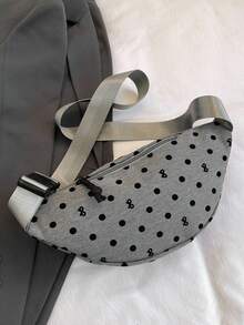 1pc Polka Dot Print Waist Bag With Zipper Closure, Casual Crossbody Bag Suitable For Teens, All Seasons Daily Use - A - View 5