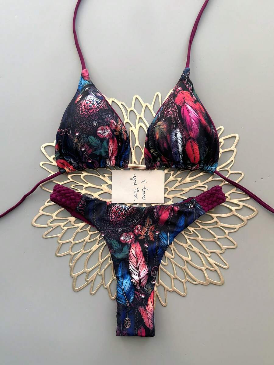 度假海滩印花比基尼套装 - 彩色 - 查看 1