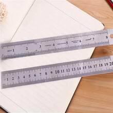 2pcs Stainless Steel Double-Sided Ruler - Short Straight Ruler - Measuring Scale, Suitable For Students, Stationery, Office, Drawing And Measurement, Providing 15cm And 30cm Sizes - A - View 6