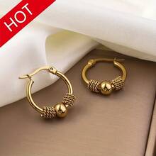 Hypoallergenic Stainless Steel Vintage Golden Hoop Earrings, Comfortable And Versatile, Simple And Elegant, Suitable For Daily Wear Or Parties, High-Quality Fashion Earrings For Women, Jewelry Accessory, A Delicate Gift For Women. - 銀色 - 查看 5
