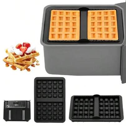 1/2PCS Non-Stick Silicone Air Fryer Waffle Maker Mold - Reusable Baking Pan, Suitable For AF300EU/AF400EU/AF500DE And Most 4-7QT Air Fryers, Perfect For Belgian Waffles, Pancakes And Egg Muffins, Kitchen Gadget, Compact Design, Easy To Clean, Kitchen Accessory, Pie, Ramadan, Waffle, Waffle Cookie, Silicone Stamp, Pancake