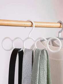 1/5 pièces Crochets ronds blancs pour foulards, Porte-foulards de rangement en plastique, Convient pour la penderie, Organisateur d'accessoires durable, Gain de place, Peut être utilisé pour suspendre les ceintures, les cravates et les foulards, Idéal pour l'organisation de la penderie et le rangement des accessoires, Convient également pour la buanderie, la corde à linge, la décoration de la chambre, les articles essentiels pour le dortoir, l'organisation de la penderie, la décoration de la maison, les articles ménagers, la décoration de la chambre - Voir 5