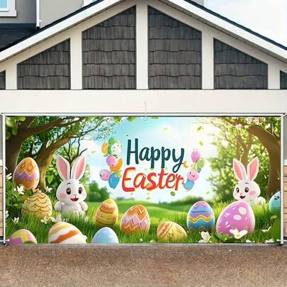 2D Door Banner, 1pc Holiday Easter Bunny Garland Banner Background Cloth-Vibrant Color Design, No Need For Power Supply, Ideal For Celebrations And Outdoor Parties In Various Styles And Sizes.