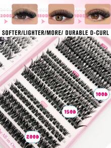 580片单簇假睫毛，含Bond&Seal胶水和镊子 | 6D款式（40D-200D），打造自然或浓密妆效 - 新手友好，可重复使用 - 黑色 - 查看 5