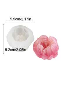 手工3D立体优雅单瓣牡丹花苞硅胶模具，适用于制作香薰蜡烛、肥皂、石膏、水晶树脂、环氧树脂、花卉设计礼品、石膏工艺品，经久耐用的装饰模具 - 白色矽膠模具 - 查看 2