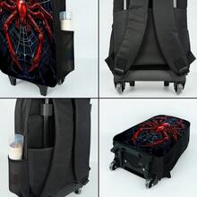 3件套蜘蛛图案背包套装（单层背包+圆形午餐袋+单层铅笔盒），万圣节主题包 - 黑色 - 查看 10