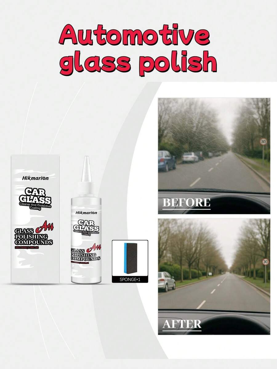 Car Glass Polishing Agent - Gentle Stain Removal, Cleaning & Protection For Car Glass Maintenance, Glass Cleaner And Protective Coating