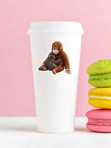 Monkey Punch Sticker - Funny Dragging Baby Macaque Decal, Relatable "Monday Mood" Sticker For Kindle & Laptop, Kawaii Animal Meme Gift - Multicolor - View 3