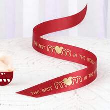 5 Yards/Pack Mother's Day Carnation Ribbon, Best Mom Ribbon, Flower Bouquet Gift Packaging Satin Ribbon, Cake Box Tie Ribbon, DIY Craft - 6 - View 15