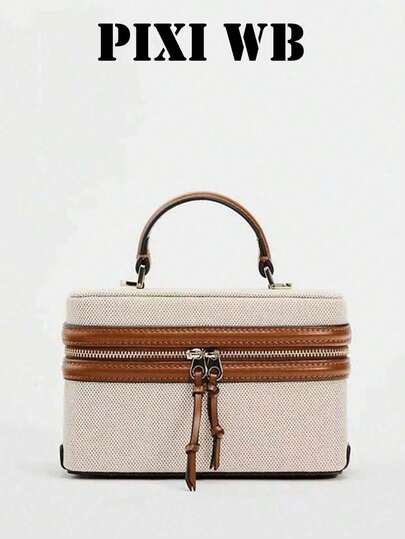 This New, Stylish, Classic Color-Block Handbag Is Lightweight And Portable, Equipped With A Top Handle And Shoulder Strap, Making It Perfect For Various Occasions Such As Traveling, Shopping, Commuting To Work, And Sports.