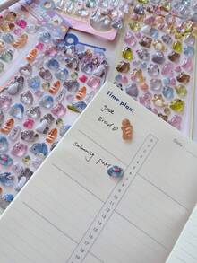 3D水晶浮雕贴纸 - 果冻幽灵一家，可爱卡通纯色贴纸，适用于DIY剪贴簿、水瓶、日记本 - 彩色 - 查看 6