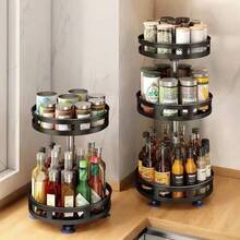 1pc 360 Degree Rotatable & Adjustable Kitchen Countertop Organizer Rack, Multi-Function Spice, Condiment, Cosmetic Storage Holder - Multicolor - View 6